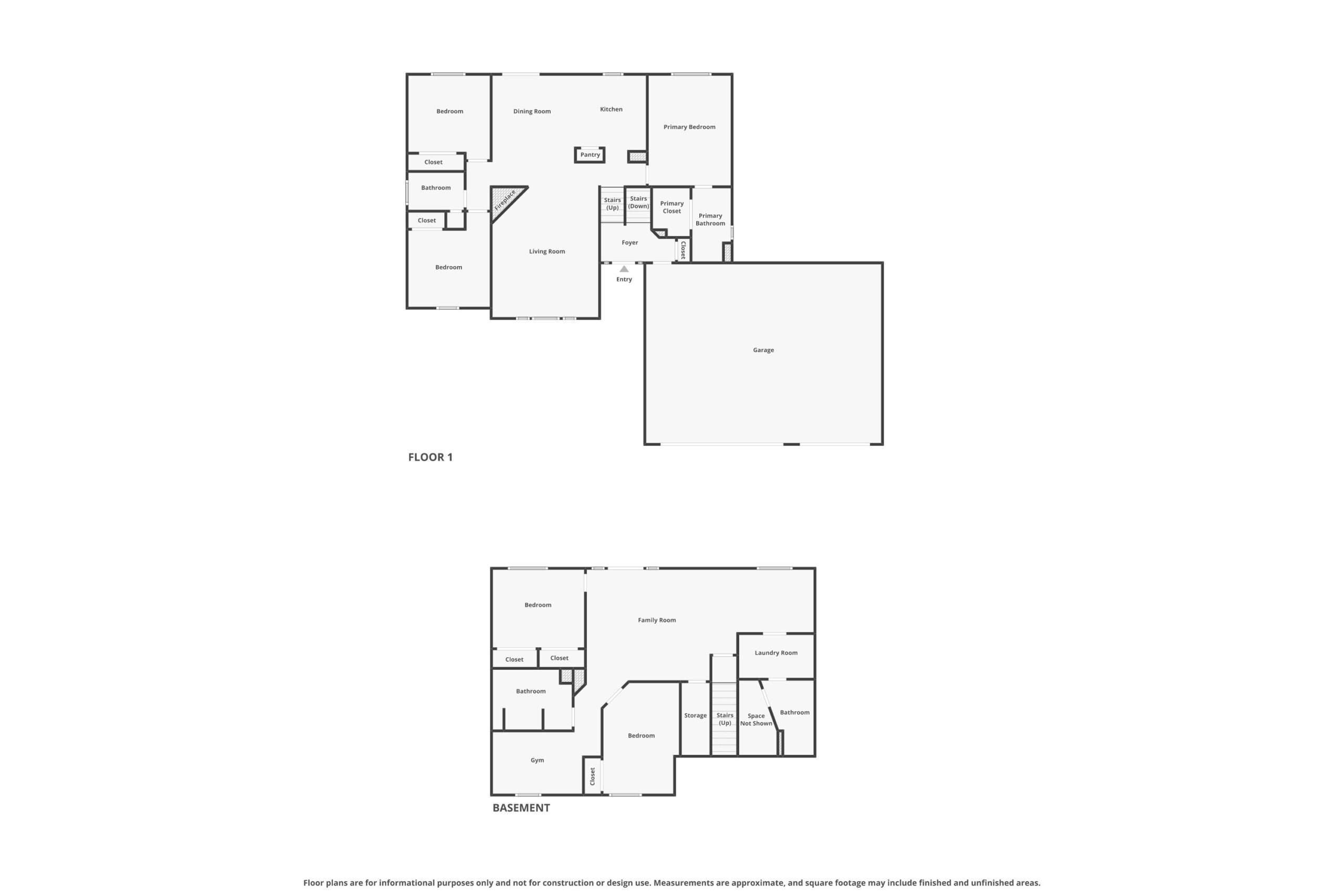 Two-level floor plan of the home
